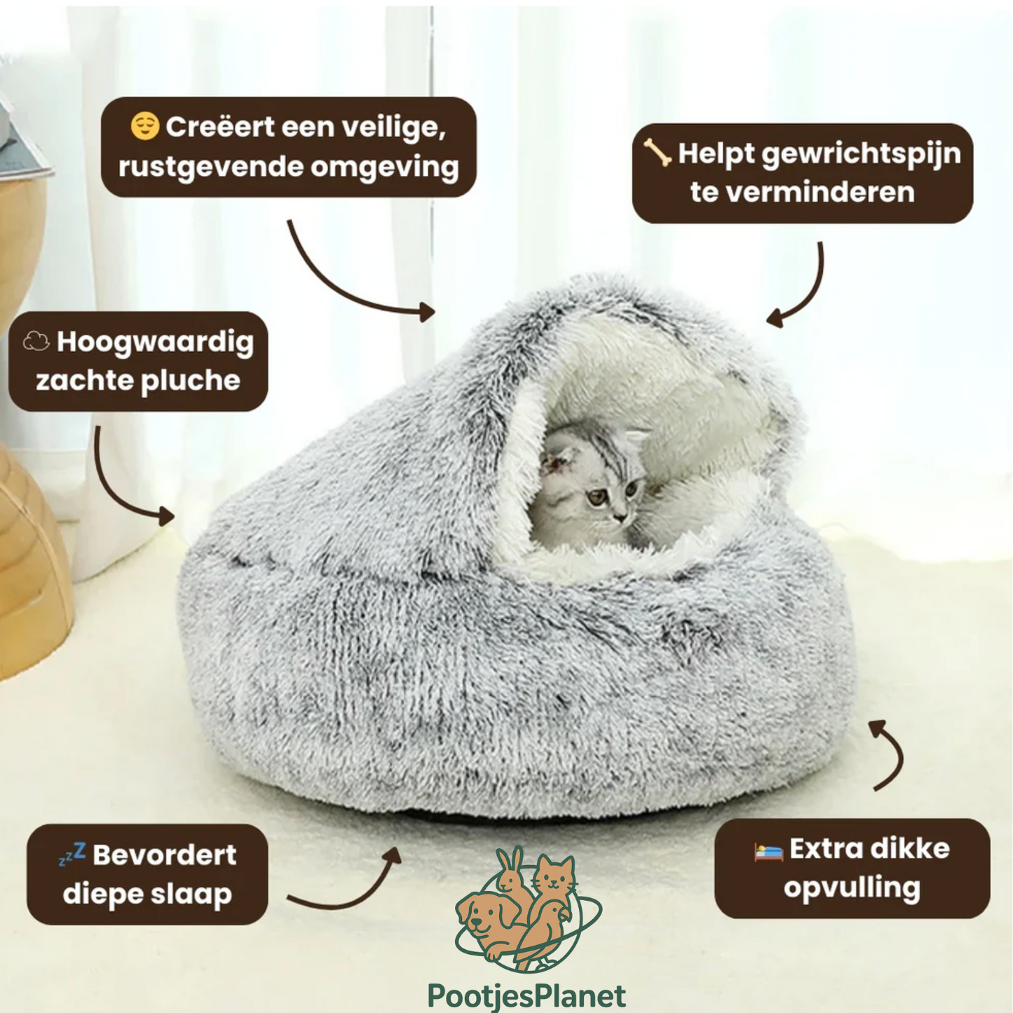 PootjesPlanet™ Kalmerend Slaapnest – Ultiem Comfort voor Jouw Huisdier